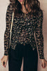 Black Floral Print Mesh Tank Button Front Slim Cardigan 2pcs Set