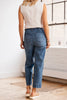Sail Blue Exposed Stitching Straight Jeans