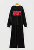 Black MERRY Corded Long Sleeve Top and Pockets Pants Set