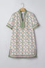 Multicolour Boho Geometric Flower Print Short Sleeve Loose Mini Dress