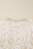 Khaki Plus Size Ruffled Arm Leopard Sweatshirt