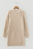 Parchment Button Lace Detail Raglan Sleeve Shift Mini Sweater Dress