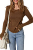 Black Exposed Seam Ribbed Long Sleeve Top