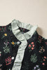 Black Contrast Frilled Trim Short Sleeve Floral Shirt