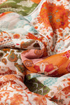 Orange Boho Paisley Mixed Print 3/4 Sleeve Chiffon Loose Dress