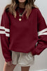 Red Dahlia Varsity Striped Detail Drop Shoulder Oversized Sweatshirt