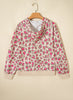 Rose Leopard Print Zip-up Hooded Sweatshirt