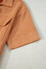 Thai Curry Collared V Neck Faux Suede Short Sleeve Shift Mini Dress