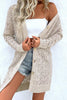 Gray Hollow Out Buttons Front Long Cardigan