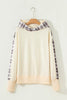 Chicory Coffee Plaid Patchwork Side Slit Hoodie