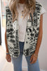 Brown Sherpa Paisley Print Pocketed Western Fashion Vest Jacket