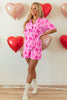 Pink Bow Print Half Sleeve Shirt and Shorts Pajamas Set