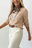Parchment Corder HOWDY Letter Graphic Crew Neck Relaxed Sweater