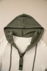 Coffee Waffle Contrast Half Buttoned Hooded Pullover Top
