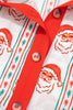 White Father Christmas Contrast Collar Button Front Long Sleeve A-line Mini Dress
