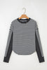 Khaki Stripe Thermal Knit Drop Shoulder Casual Top
