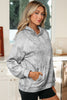 Gray Camouflage Woodland Print Oversized Sporty Hoodie