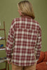 Red Contrast Plaid Long Sleeve Button Down Shirt