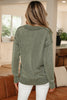 Black Mineral Wash V Neck Knit Exposed Seam Drop Shoulder Loose Sweater
