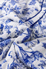Blue Ruffled Short Sleeve Tiered Floral Midi Dress