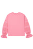 Sachet Pink Drop Shoulder Lace Ruffled Sleeve Patchwork Loose Sweatshirt
