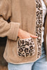 Casual Leopard Print Accent Plush Jacket with Pockets