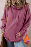 Black Fleece Lined Kangaroo Pocket Drawstring Chunky Hoodie