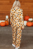 Orange Halloween Pumpkin Print Two Piece Long Sleeve Lounge Set