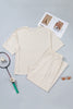 Khaki Plus Size Checkered Print Half Sleeve Tee Loose Pants Two-piece Lounge Set