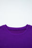 Tillandsia Purple Varsity Contrast Banded Sleeve Shift Sweatshirt Dress