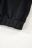 Black Color Block Patchwork Half Button Pullover and Shorts 2pcs Outfit