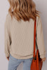 Straw Yellow Solid Color Textured Long Sleeve Top