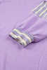 Purple Stripe Patchwork Buttoned Drop Shoulder Plus Size Pullover