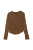 Black Exposed Seam Ribbed Long Sleeve Top