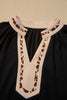 Black Contrast Color Block Leopard Trim Plus Size Ribbed Dress