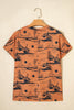 Chestnut Desert Sand Print Short Sleeve Knit Top