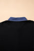 Black Plus Size Sleeveless Patchwork Colorblock V Neck Tunic Top Cardigan