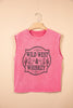 Bonbon Toner Washed Wild West Whiskey Print Sleeveless Muscle Top