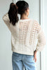 White Hollow Out Knit Bracelet Sleeve Drop Shoulder Sweater