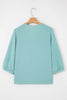 Moonlight Jade Frilled V Neckline Bracelet Sleeve Crinkled Blouse