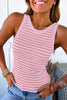 Yellow Stripe Ribbed Knit Slim Tank Top