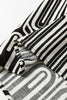 Black Geometric Print Contrast Scallop Color Block Patchwork Short Sleeve Blouse