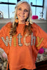 Flamingo Halloween Witchy Plaid Slogan Embroidered Patch Tunic Sweatshirt