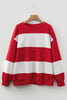 Fiery Red Colorblock Drop Shoulder Baggy Sweatshirt