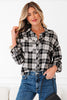 Black Plaid Print Chest Pockets Buttoned Shirt