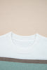 White Striped Color Block Knit Drop Shoulder Sweater