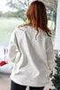 White Pearl Plaid Christmas Tree Patched Drop Shoulder Sweatshirt