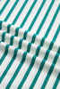 Green Stripe Scalloped Trim Round Neck T Shirt