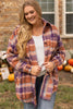 Multicolour Plus Size Plaid Print Collared Button up Jacket