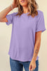 Sachet Pink Bright Casual Plain Crew Neck Tee